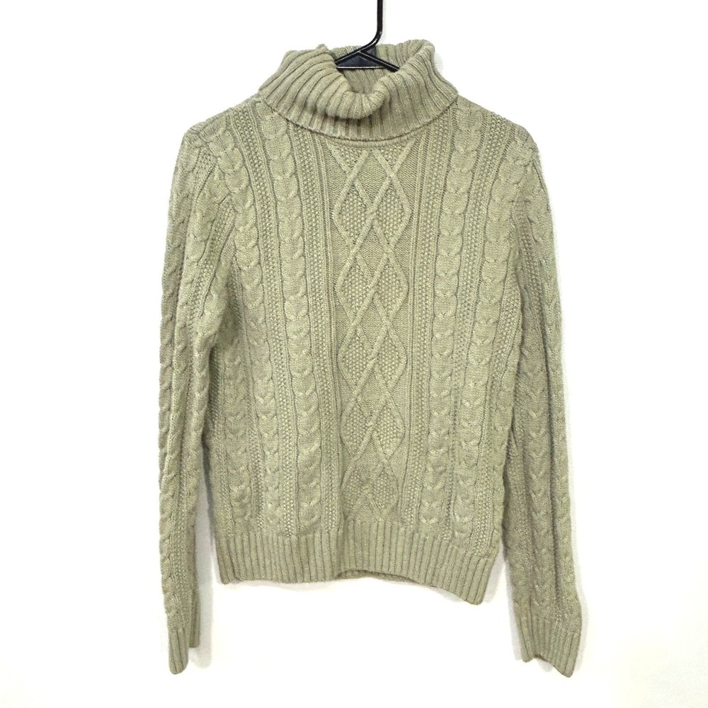 Cable Knit Turtleneck Sweater M Grandpa‎ Academia Quiet Luxury Textured Winter